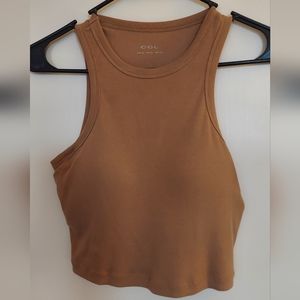 OGL Brown Ribbed Racerback Crop Tank